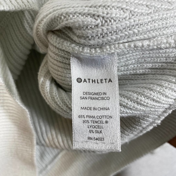 Athleta Sweater XS White Ribbed Knit Crew Neck Long Sleeve Rest Day Asymmetrical - Picture 8 of 11
